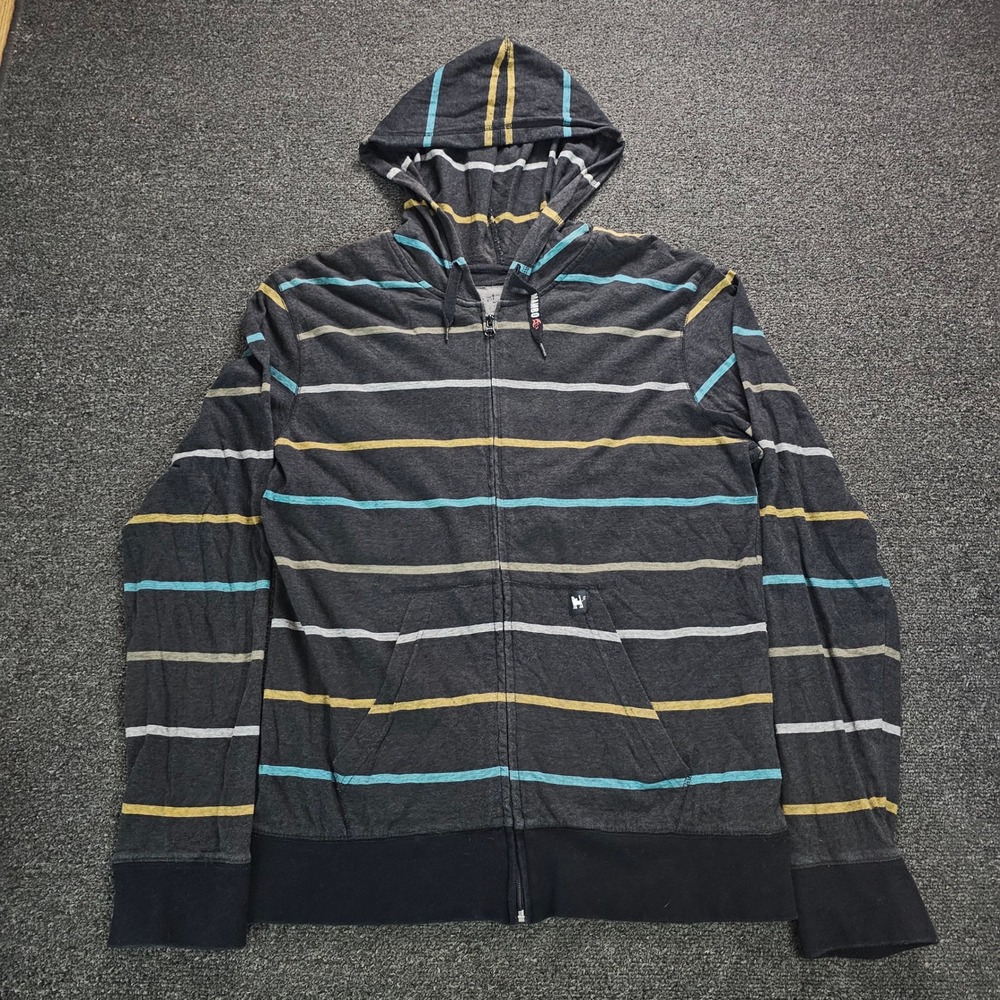 Vintahe Mambo Australia Hoodie Mens XL Full Zip Striped Charcoal Grey Y2k Surf